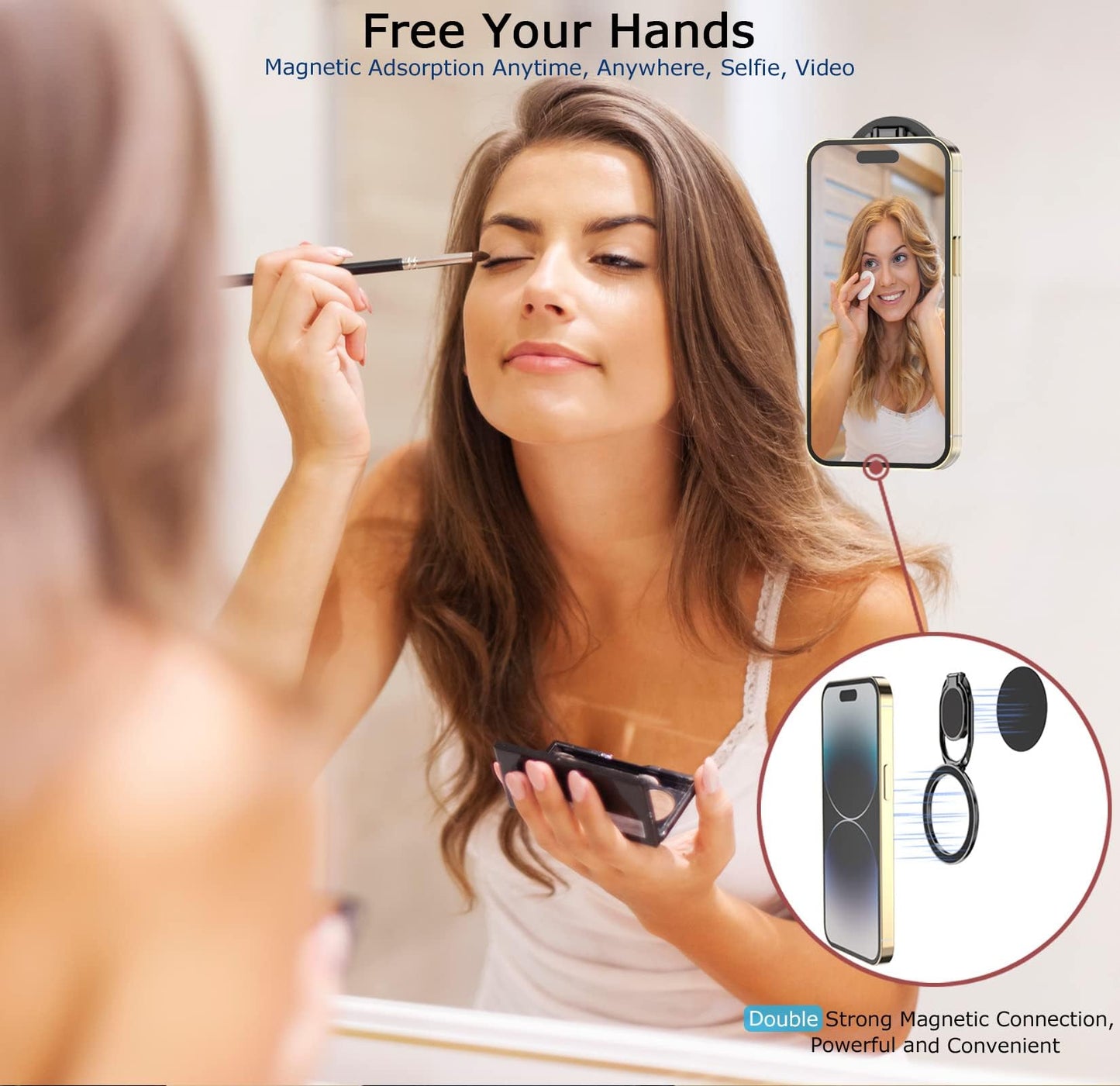 Doflyesky Magnetic Phone Ring Holder with Magsafe, Double Adjustable Gym Finger Ring Grip, Removable Phone Grip, for iPhone, iPad and Smartphones, Compatible with Magnetic Car Mount (Colorful)