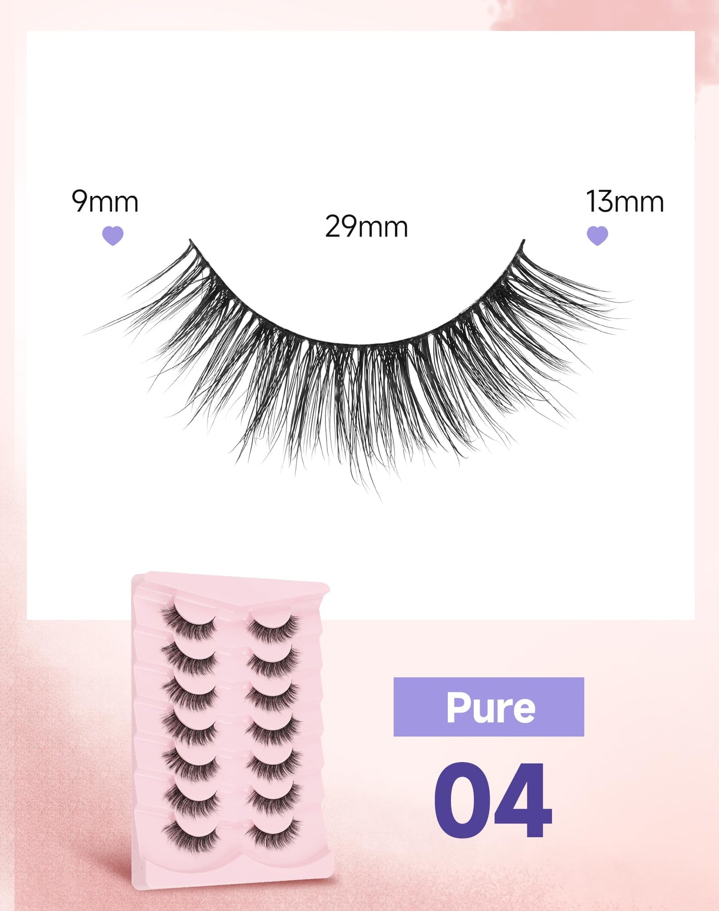 Easeful Natural Look Wispy Lashes Mink False Eyelashes C Curl Strip Lashes Pure-04
