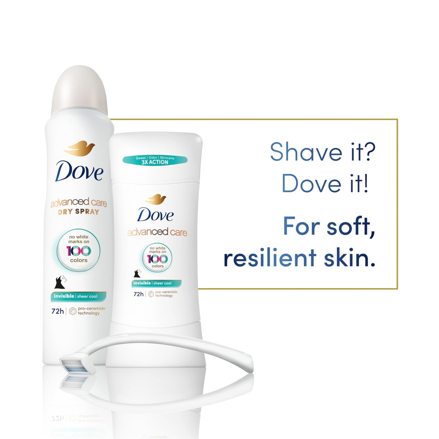 Dove Advanced Care Antiperspirant Deodorant Stick Sheer Cool for Soft, Resilient Skin, with 72-Hour Sweat & Odor Protection, 2.6 oz