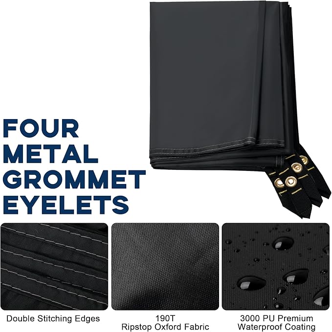 Waterproof Camping Tent Tarp PU 3000, Multifunctional Ultralight Tent Footprint with Drawstring Carrying Bag for Picnic, Hiking, Backpacking, Hammock, Beach