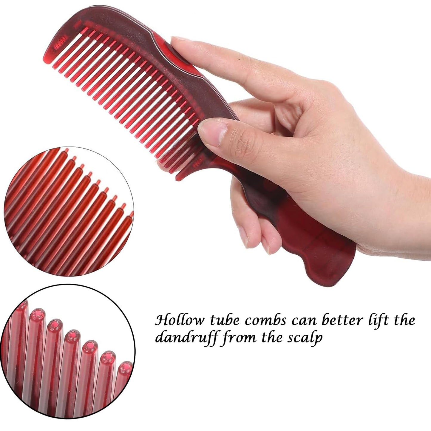 Dandruff Comb for Scalp Care - Multifunctional Hairbrush for Dandruff Removal, Detox & Psoriasis, Lice Comb with Hollow Tooth Design, Scalp Massage Brush for Men, Women & Kids(Red)
