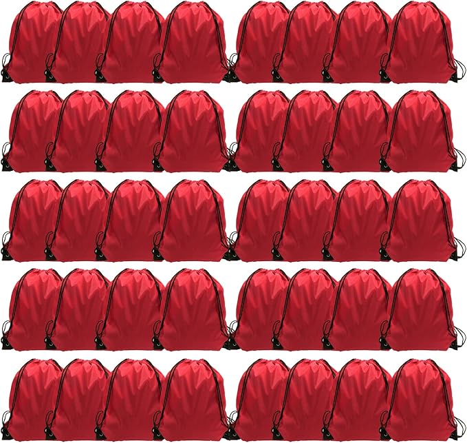 GoodtoU Drawstring Backpack Bulk 48 Pcs Drawstring Bags bulk Red Nylon Draw String Bag for Women Men