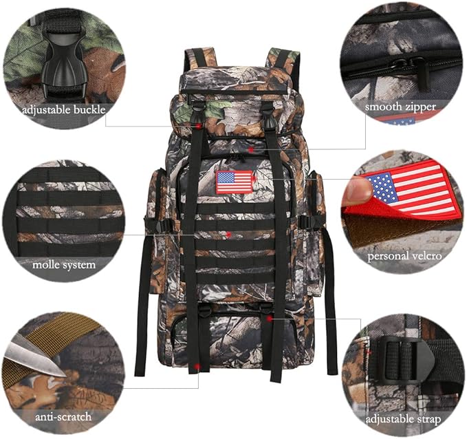 Hiking Backpack for Men 70L/100L Camping Backpack Military Rucksack Molle 3 Days Assault Pack for Climbing