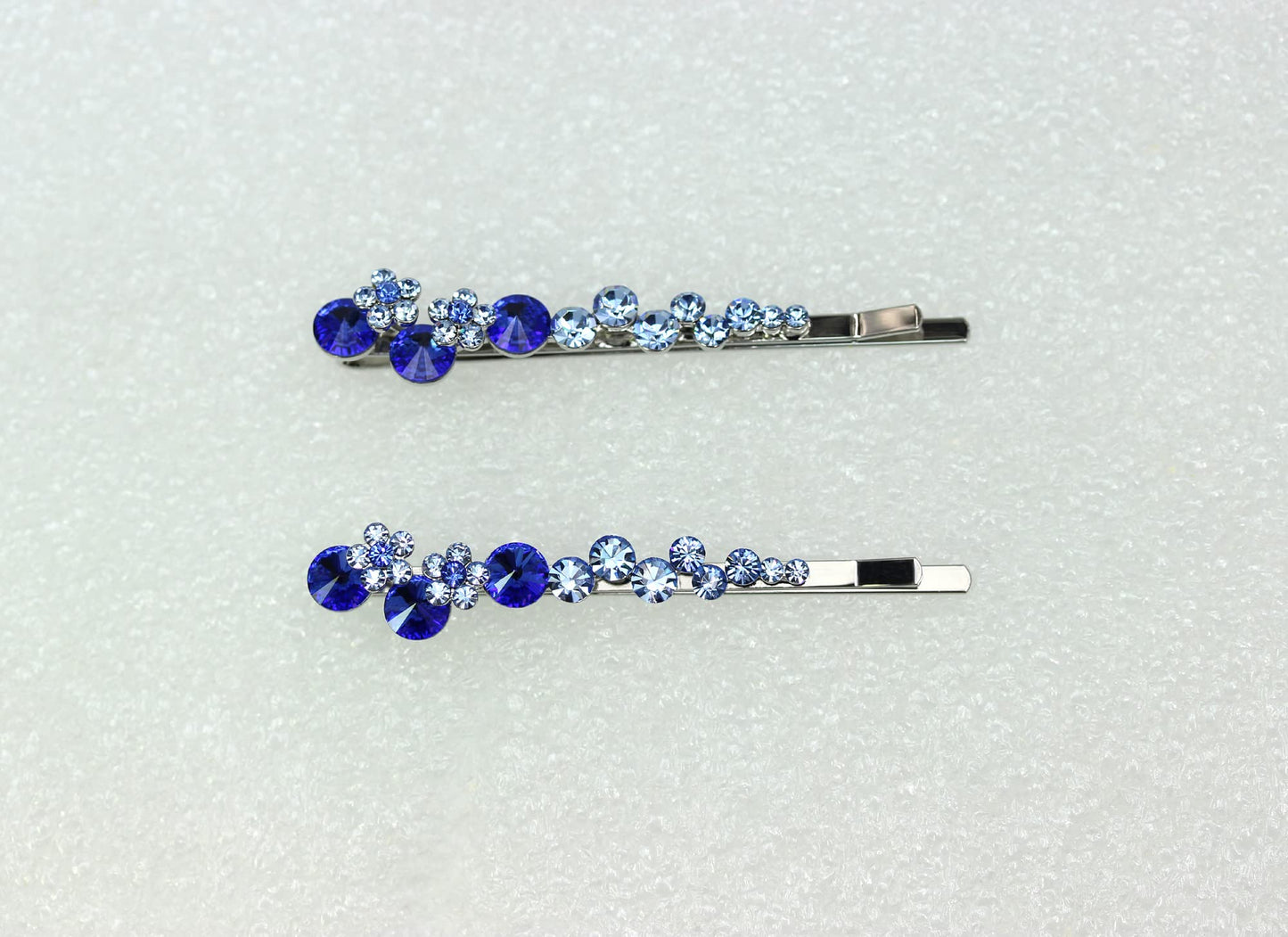 Faship A Pair Of Blue Premium Rhinestone Crystal Floral Hair Clips Pins 2 Pcs