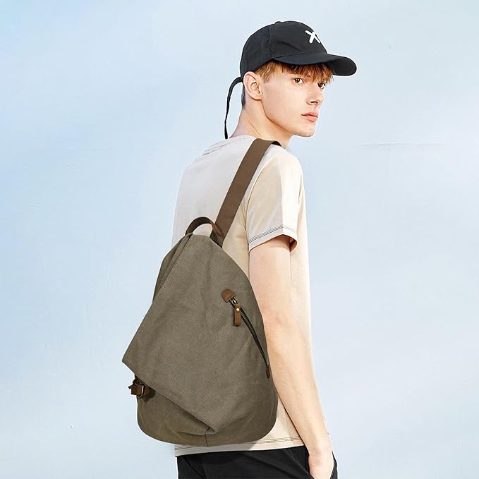 KL928 Canvas Vintage Backpack – Large Casual Daypack Outdoor Travel Rucksack Hiking Backpacks for Men Women