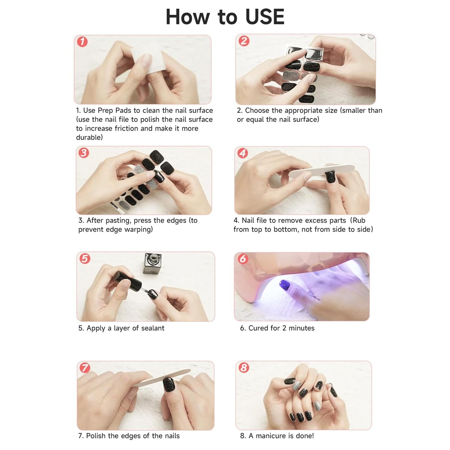 DUKASOU Semi Cured Gel Nail Strips, Light Purple 28 PCS Solid Color Gel Nail Strips Works with UV Light, Salon Quality Gel Nail Stickers Full Nail Wraps