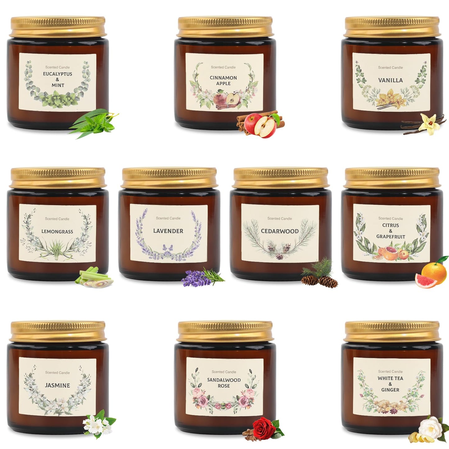 YINUO LIGHT 10 Pack Candles for Home Scented Aromatherapy Candles Gifts Set for Women, Natural Soy Wax Amber Candles Set, Birthday, Mother's Day, Christmas, Anniversary Present