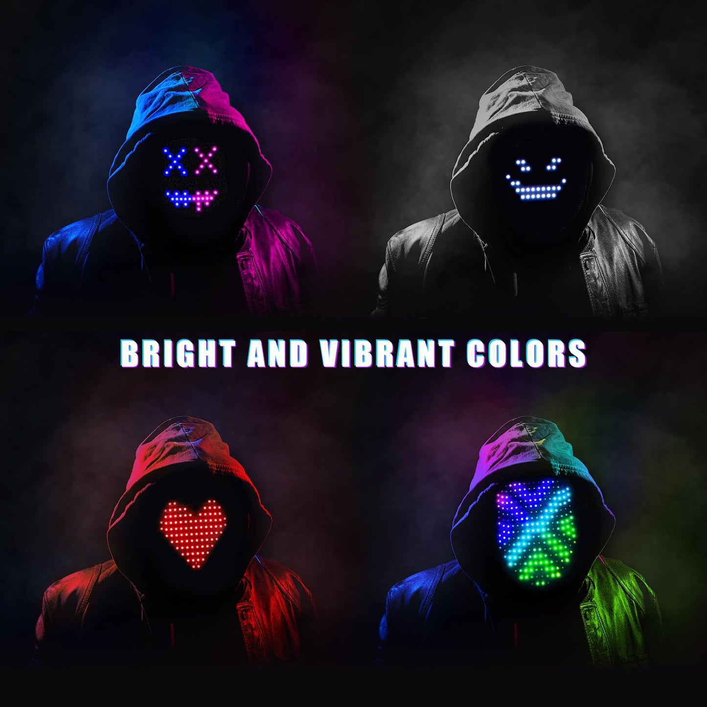 Mr.Pang LED Mask Light up Mask with Gesture Sensing, Cool Face Transforming Mask, Perfect Gifts for Halloween Christmas Birthday Cosplay Party