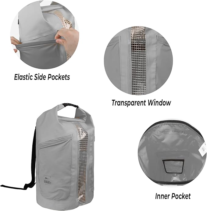 Waterproof Floating Dry Bag for Men Women - 25L Waterproof Backpack with Side Pockets - Roll Top Sack Keeps Gear Dry for Kayaking, Rafting, Boating, Swimming, Camping, Beach, Fishing