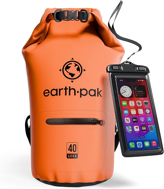 Earth Pak Waterproof Dry Bag with Zippered Pocket - Waterproof Dry Bag Backpack Keeps Gear Dry