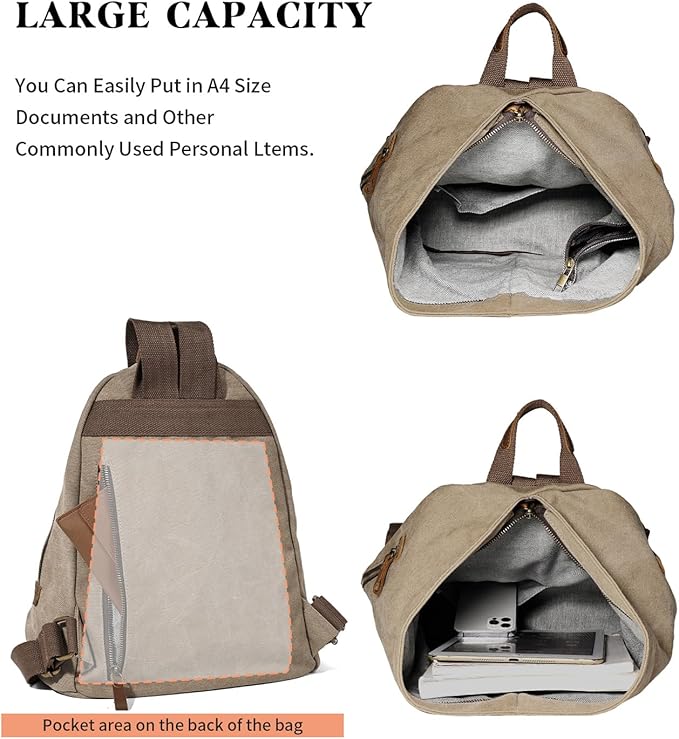 KL928 Canvas Vintage Backpack – Large Casual Daypack Outdoor Travel Rucksack Hiking Backpacks for Men Women