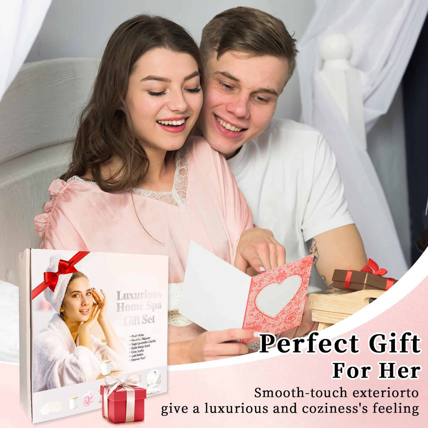 my novel things Birthday Gifts for Women,Spa Robe and Slippers Set, Bathrobe With Silky Satin Sleep Mask, Scented Candle Self Care 7 Pack Suitable for Christmas Thanksgiven Day Grey