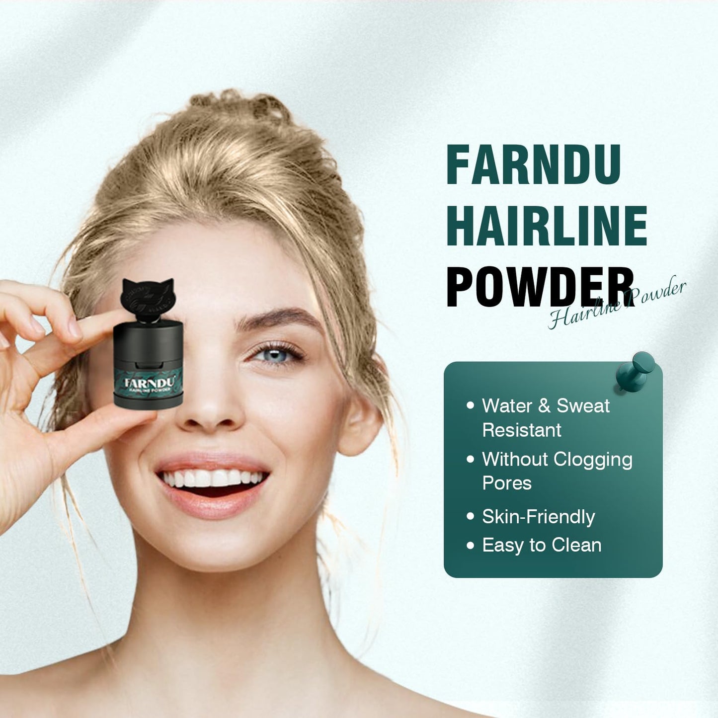 Farndu Hairline Powder 12g, Instantly Hair Root Touch Up, Hair Color Powder, Bald Spots Hair Color Concealer for Women & Men, 24-Hour Stain-Proof, Includes 2 Refills, for Thinning Hair, Light Blonde
