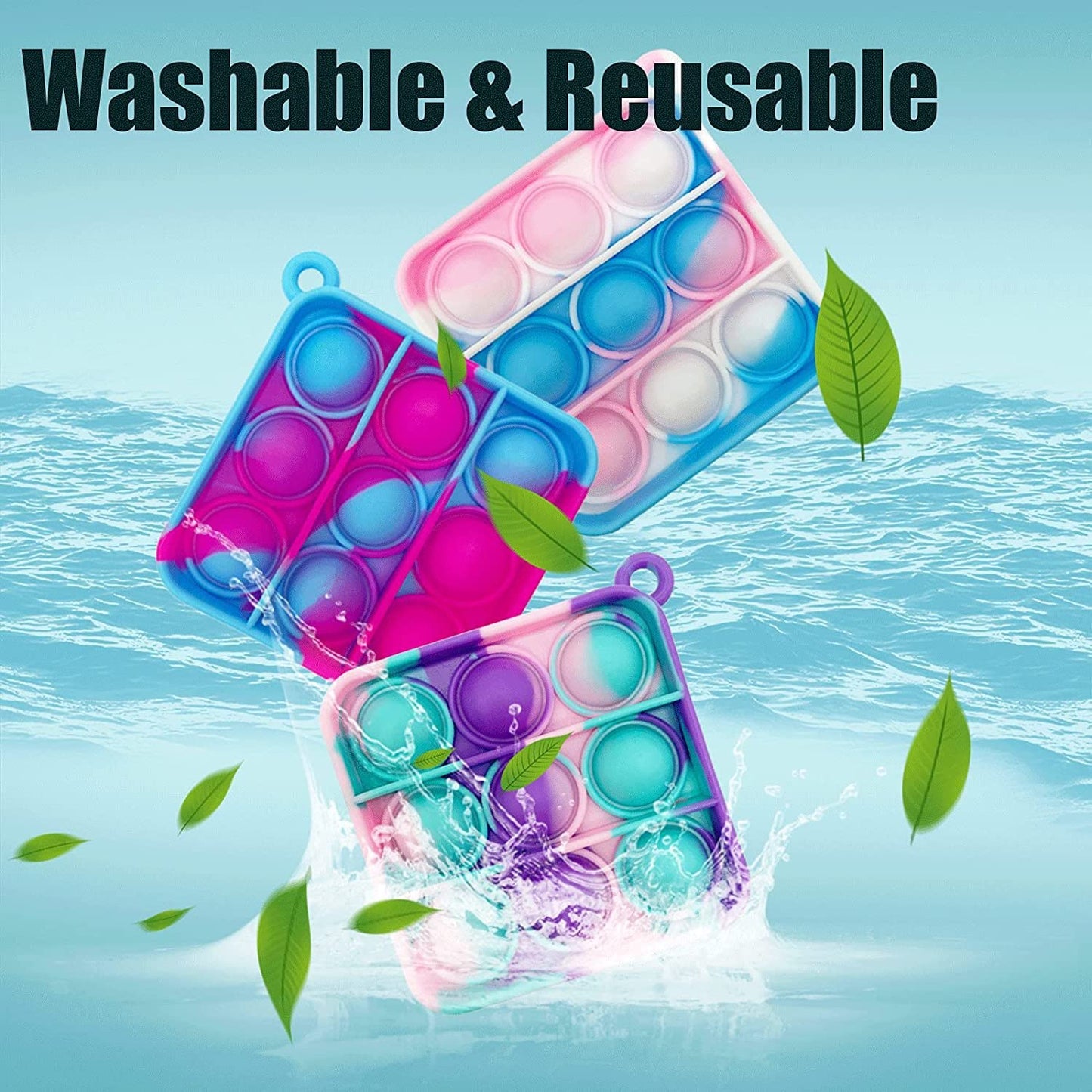 100Pcs Random Color Mini Pop Keychain Fidget Toy Push Bubble Pop Silicone Squeeze Sensory Toys Make Fun for Kids Anxiety Stress Reliever for Adults