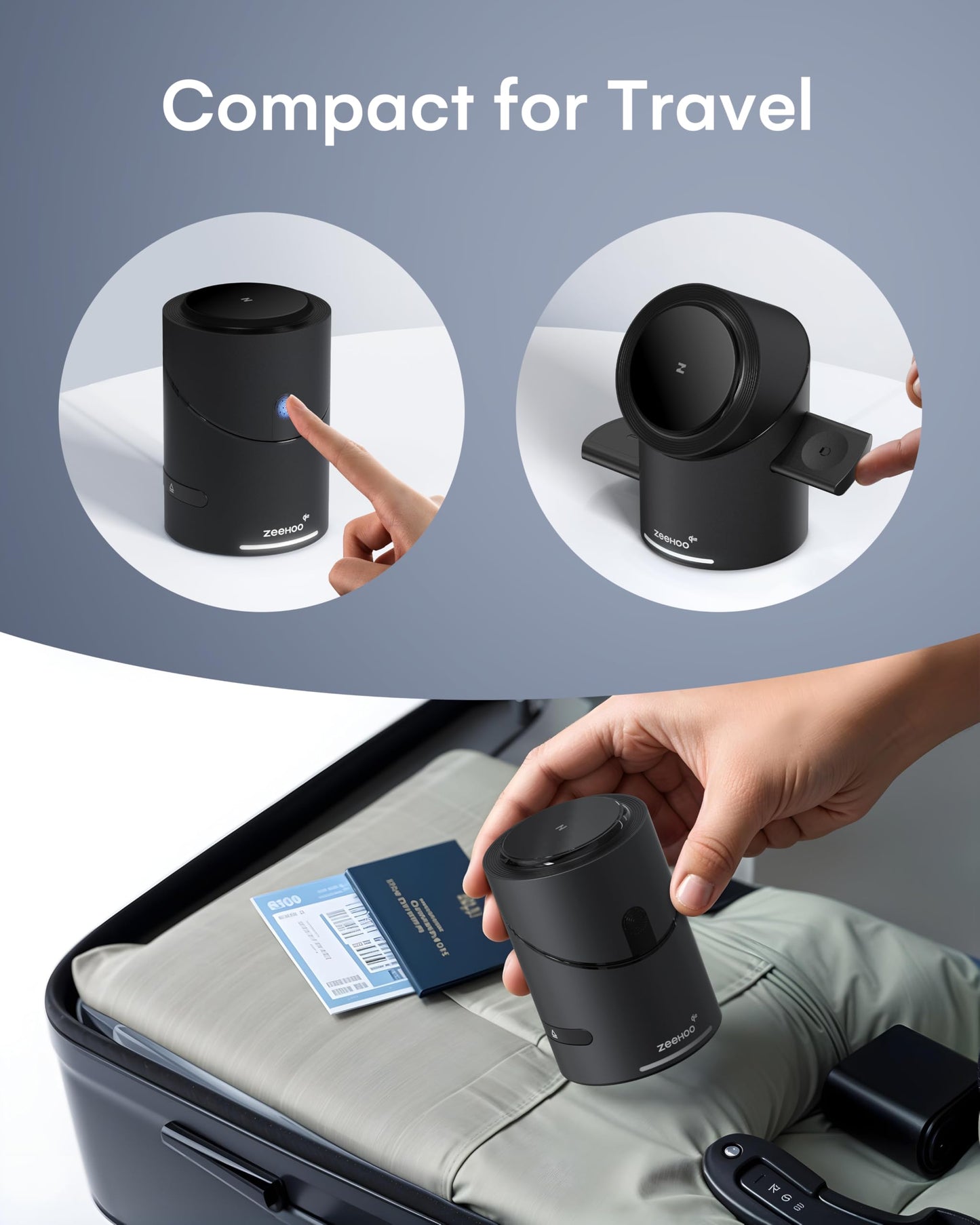 ZEEHOO 3 in 1 Charging Station for Apple Devices, Mag-Safe Charger Stand, Qi2 15W Auto-Rotating Wireless Charging Station for iPhone 16/15/14/13/12 Series& AirPods& iWatch(Black)