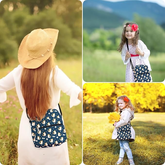 Leaper Girls Crossbody Purses for Kids 2 PCS Cross Body Bag Women Messenger Bag Girls Canvas Bag Cross Body Purse Set