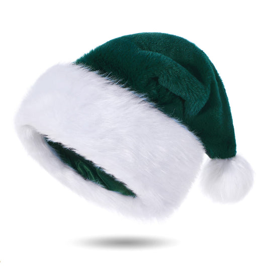 Tokforty Santa Hats, Green and White Santa Hats for Adults, Unisex Velvet Touch Comfort Christmas Hats for New Year Festive Party Christmas Supplies