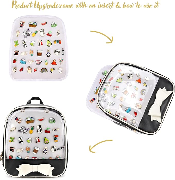 STEAMEDBUN Ita Bag Backpack Bowknot Kawaii Pin Display Backpack Bag with Insert