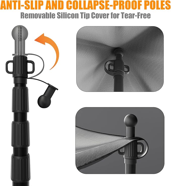 WILDROAD Tarp Poles Tent Poles Canopy Poles 8.37 ft, Telescoping Aluminum Poles with Non-Slip Aluminum Cone Bottom, Portable and Lightweight Camping Gear for Camping and Awnings, Set of 4