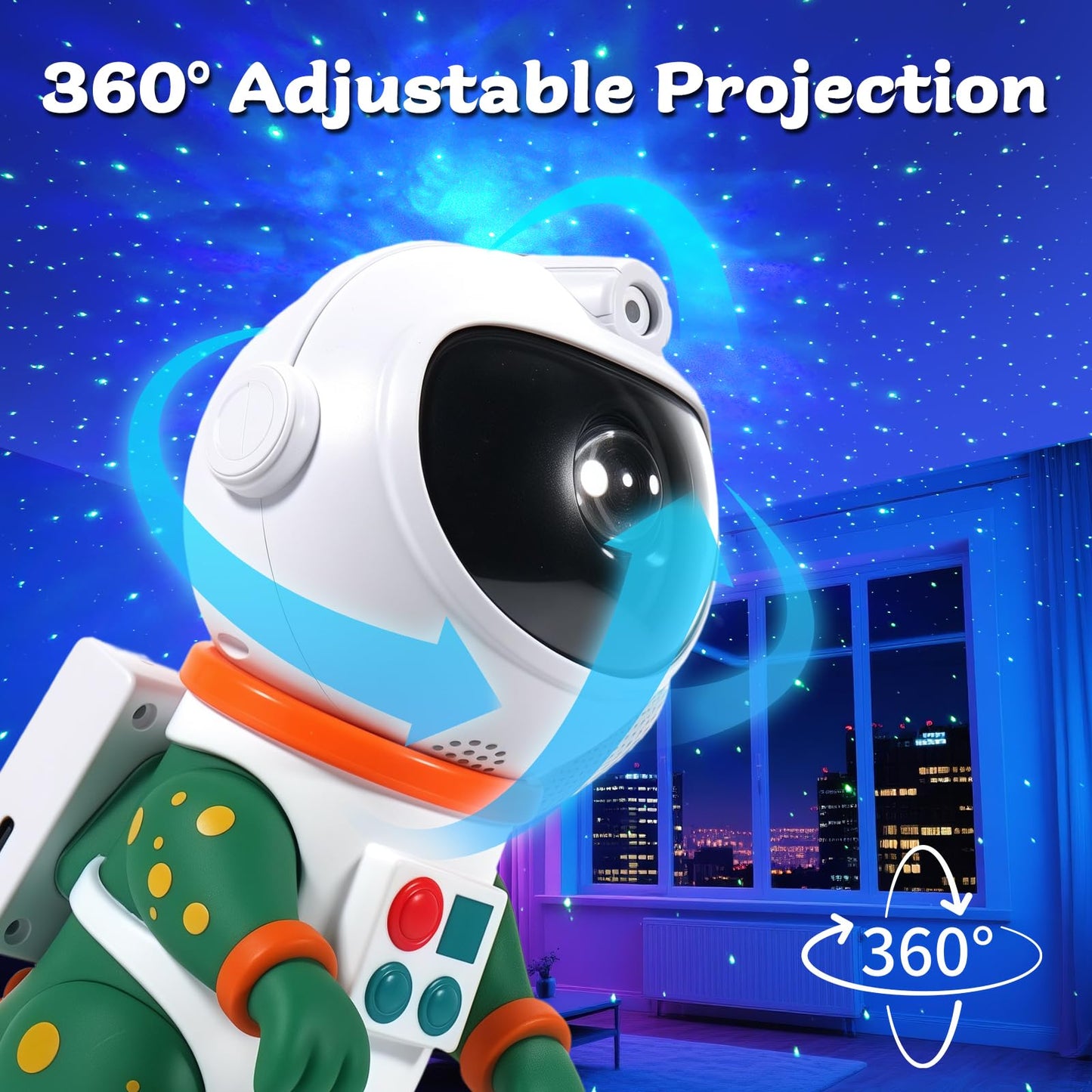 LOVME Galaxy Star Projection Night Light, Dinosaur Astronaut Space Projector with 8 Modes Starry Nebula Effects, Timer & Remote Control, Bedroom Ceiling Decor for Kids, Christmas Birthday Gift(Green)