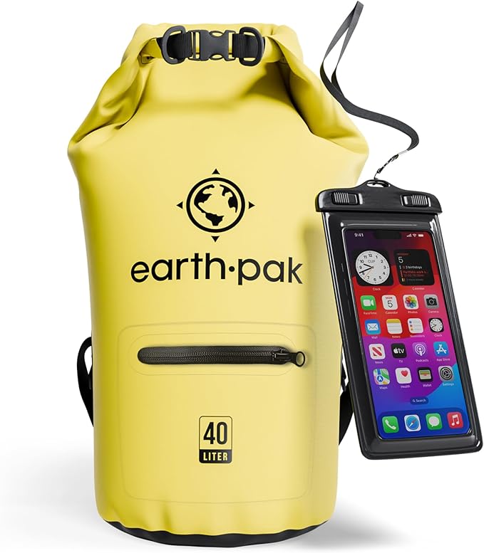 Earth Pak Waterproof Dry Bag with Zippered Pocket - Waterproof Dry Bag Backpack Keeps Gear Dry