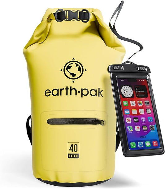 Earth Pak Waterproof Dry Bag with Zippered Pocket - Waterproof Dry Bag Backpack Keeps Gear Dry