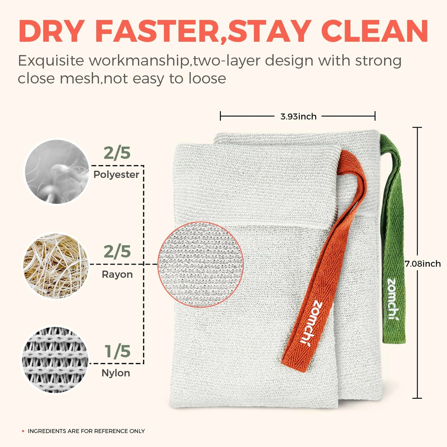 ZOMCHI 2 Pieces of Soap Bags with Gentle Roughness, Soap Savers for Bar Soap, Body Scrubbers for Use in Shower, Soap Exfoliating Bag