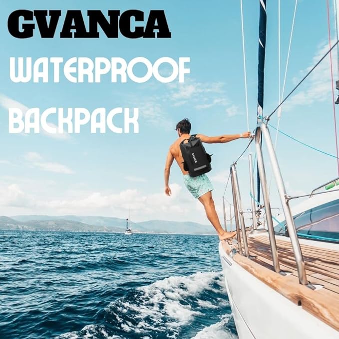 Waterproof Roll Top Kayak Dry Backpack, Floating Outdoor Dry Sack Boating Sailing Canoeing Rafting Fishing Camping 55L Black