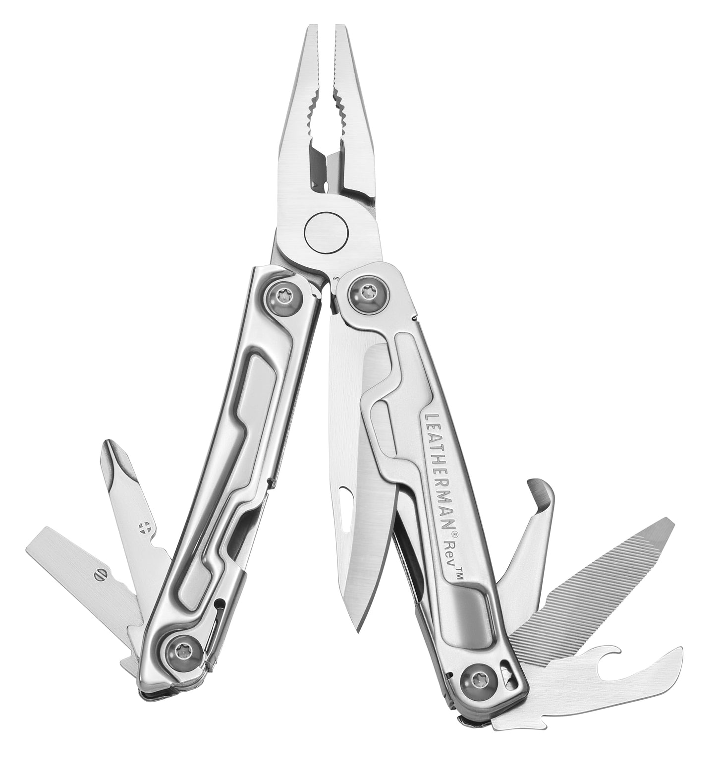LEATHERMAN, Rev Pocket Size Multitool with Package Opener and Screwdrivers, Stainless Steel
