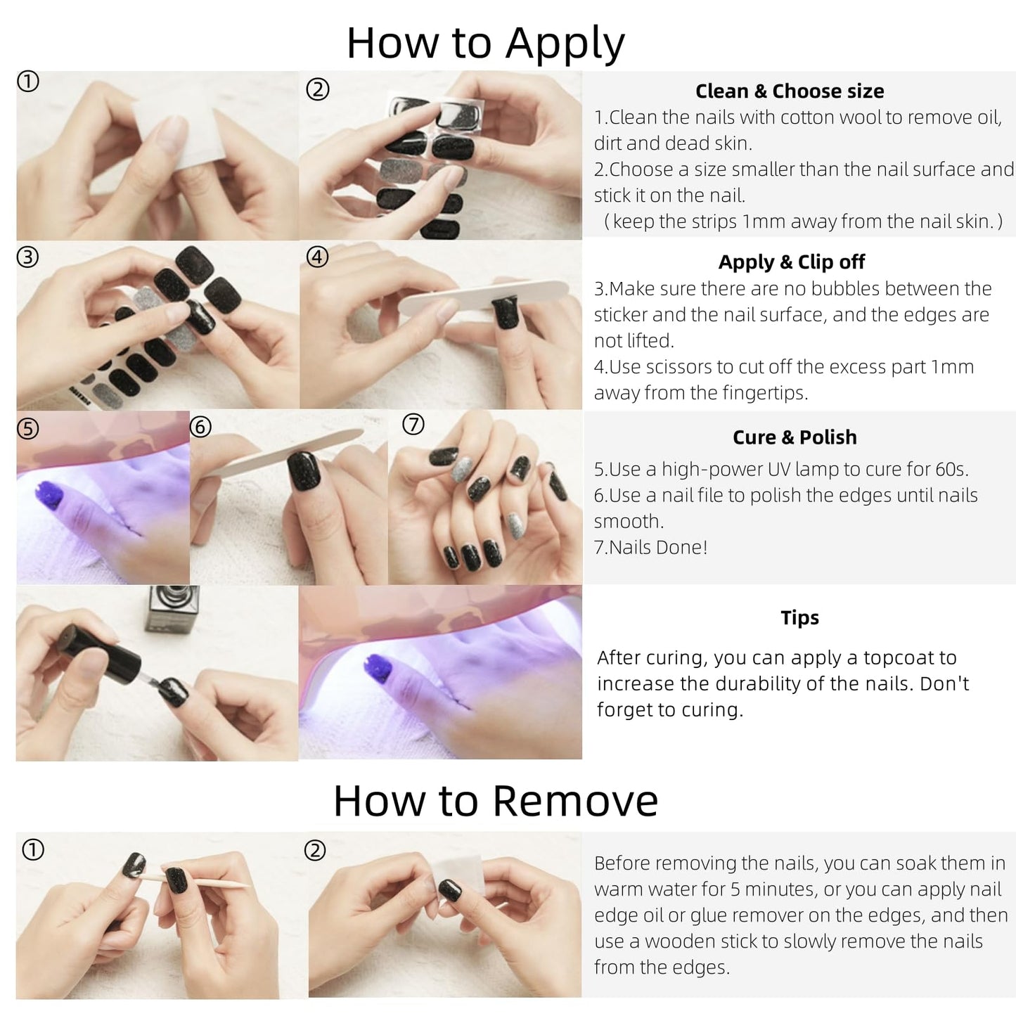 DUKASOU Semi Cured Gel Nail Strips, Classic French | 28 pc Salon Quality UV Gel Nail Stickers, Easy to Apply Home DIY