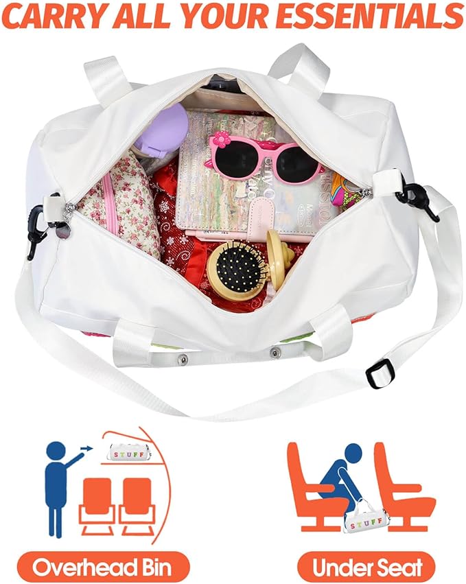 Chenille Letter Stuff Tote Bag 16 Inch, Small Gym Duffle Bag for Travel Dance Sports Workout Camping, Carry On Cheer Ballet Overnight Weekender Bags Birthday Christmas Gifts for Girls Kids Teens Women