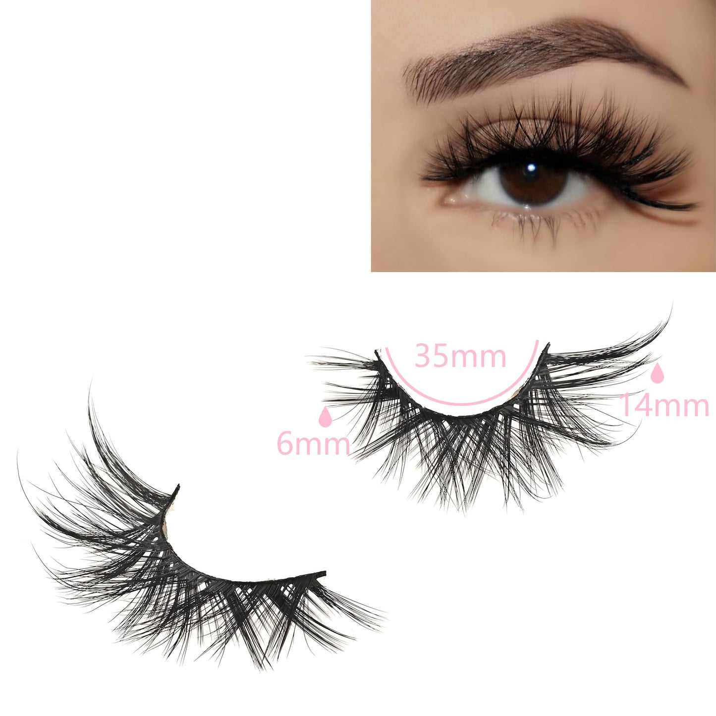 FARRED Cat Eye Lashes Wispy Fluffy False Eyelashes 14 Pairs Fake Eyelashes Natural Look Short Natural Lashes Cat Eye Lash Wispy Volume Eyelash (F22 | 6-15mm)