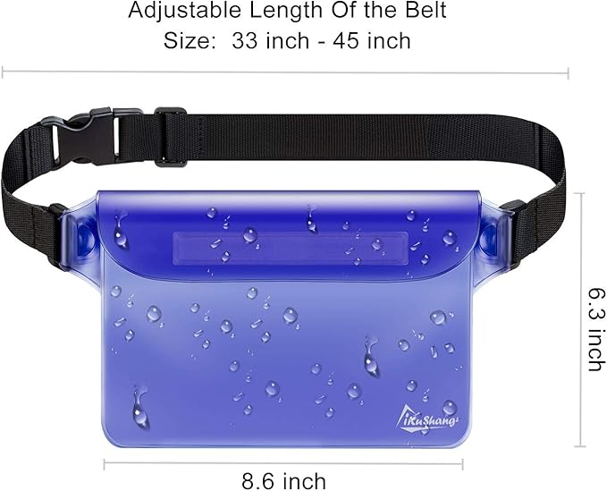 Waterproof Fanny Pack, Waterproof Pouch for Phone Passport Wallet Purse for Swimming Boating Fishing Diving Beach