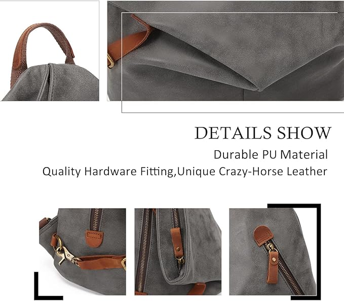 KL928 PU Leather Vintage Backpack – Large Casual Daypack Outdoor Travel Rucksack Hiking Backpacks