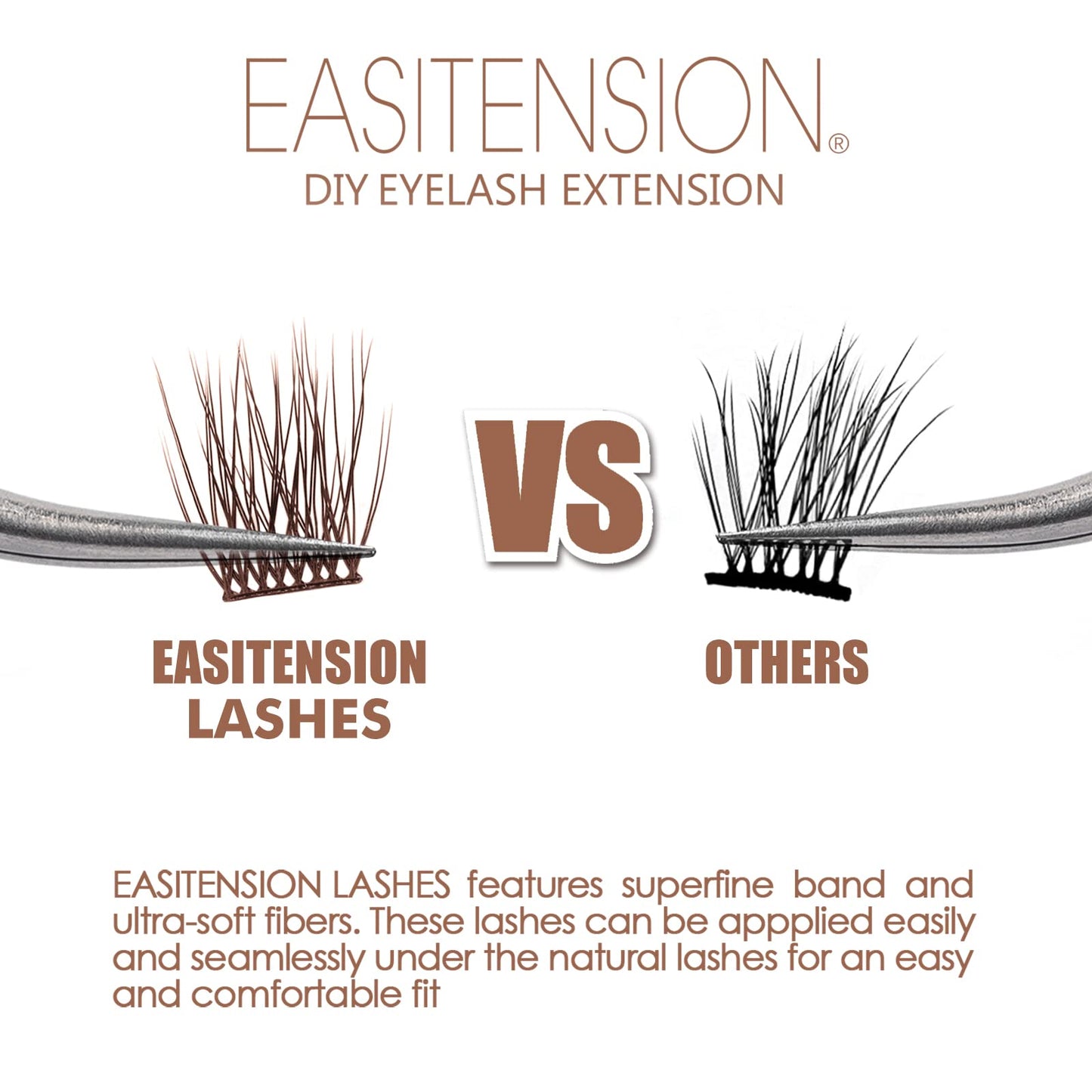 DIY Eyelash Extension, 3D Effect Individual Melt Flare Lash Cluster Natural Lashes Set, Home Eyelash Extension, Lashes Pack (10MM-Amber)