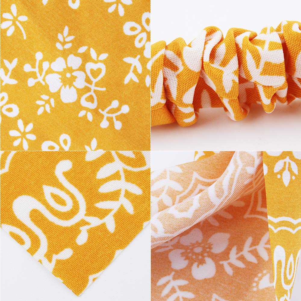 TOBATOBA Floral Elastic Hair Scarf Headband Set of 5 Boho Triangle Chiffon Bandanas for Women and Girls - Head Wraps, Hair Accessories