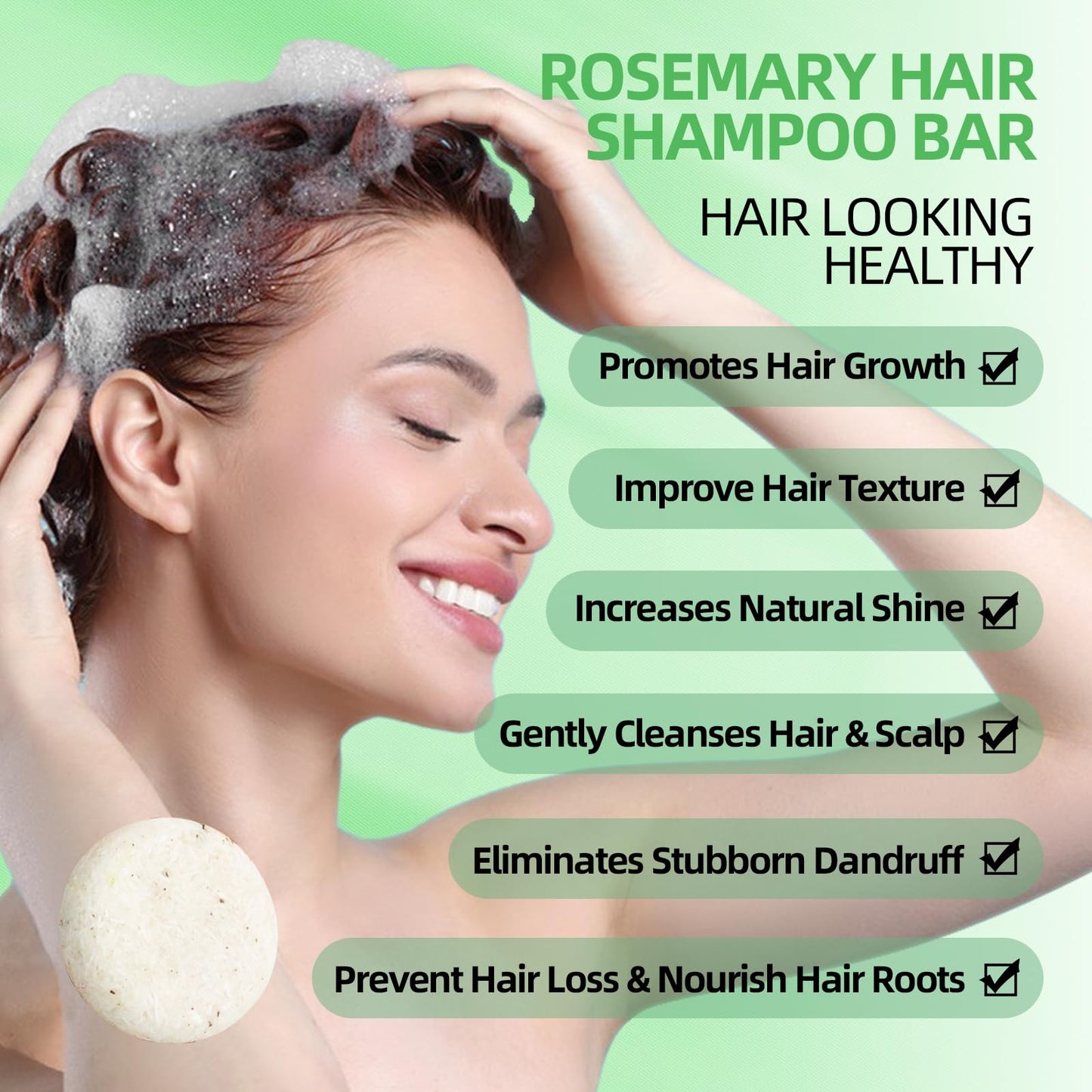 DBEAUTYM 2 Pack Rosemary Hair Shampoo Bar,Deep Cleansing for Scalp Hair Loss Shampoo Soap,Organic Hair Oil Control,Solid Shampoo for Hair Growth, Refreshing and Hydrating Soap for Mothers Day Gifts