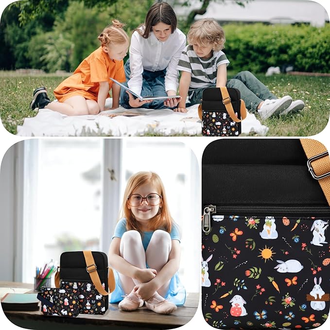 Leaper Girls Crossbody Purses for Kids 2 PCS Cross Body Bag Women Messenger Bag Girls Canvas Bag Cross Body Purse Set