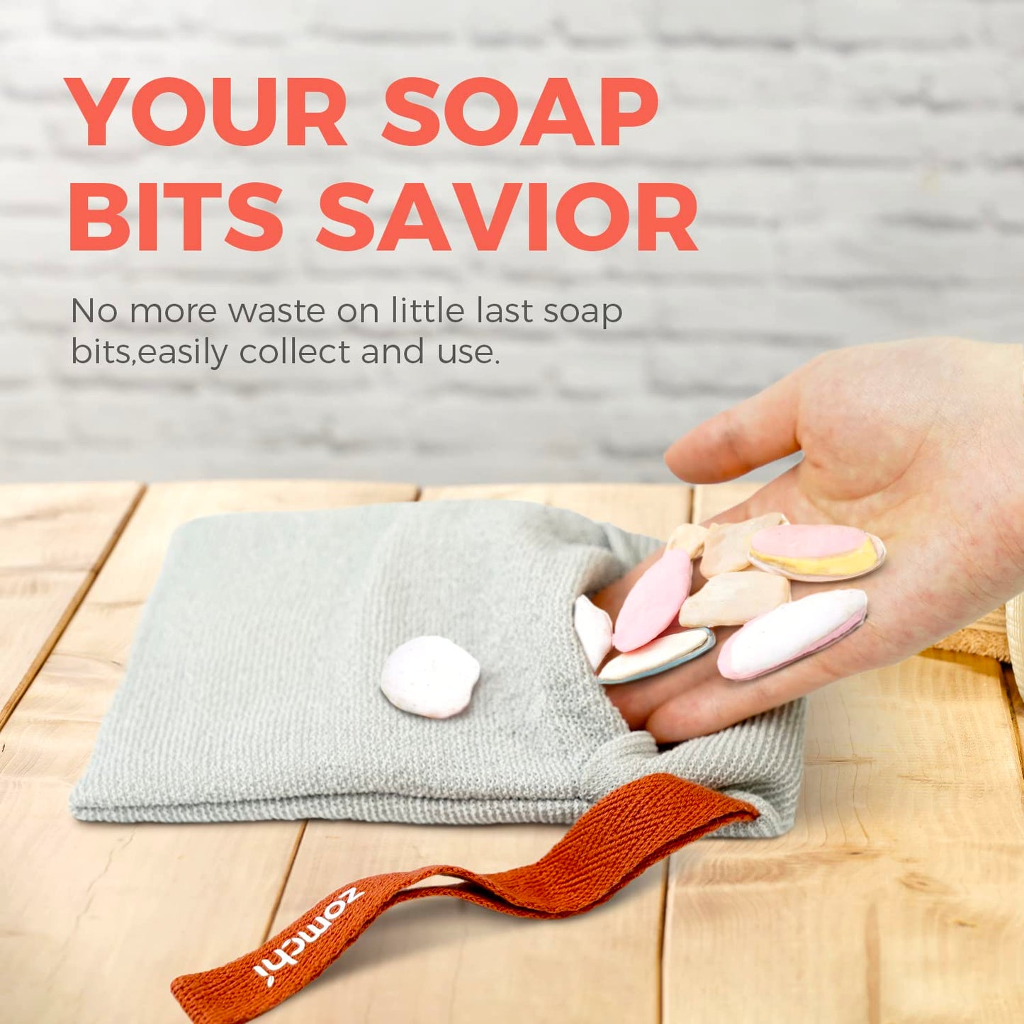 ZOMCHI 2 Pieces of Soap Bags with Gentle Roughness, Soap Savers for Bar Soap, Body Scrubbers for Use in Shower, Soap Exfoliating Bag