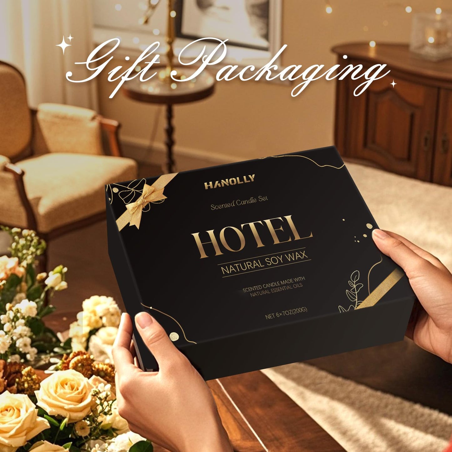 Hotel Scented Candles Set, 6 Pack Candles for Home Scented, Luxury Aromatherapy Jar Candle Gifts for Men & Women, Natural Soy Wax Long Lasting Candle Kit for Fathers Day, Birthday, Christmas