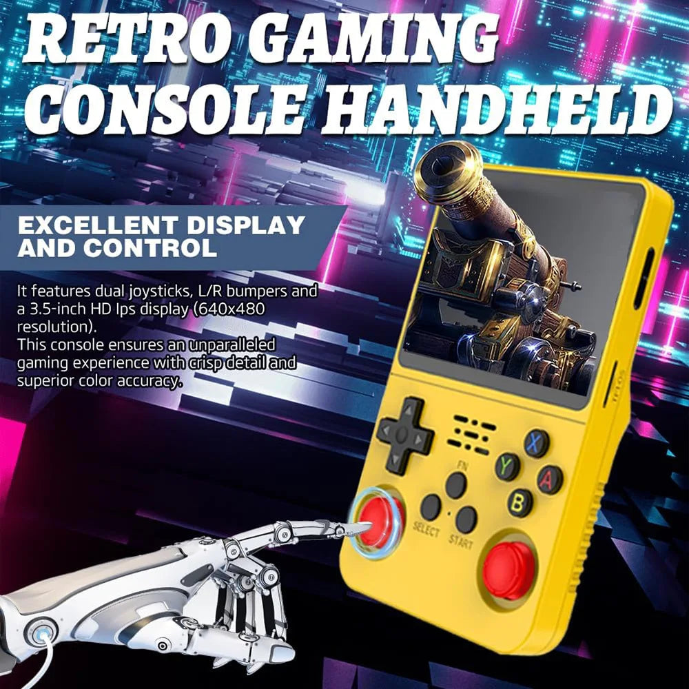 R36S Classic Retro Game Console with ARKOS System Video Games Single Card Portable Hand-Held Gaming Console Kids Gift 3.5 Inch