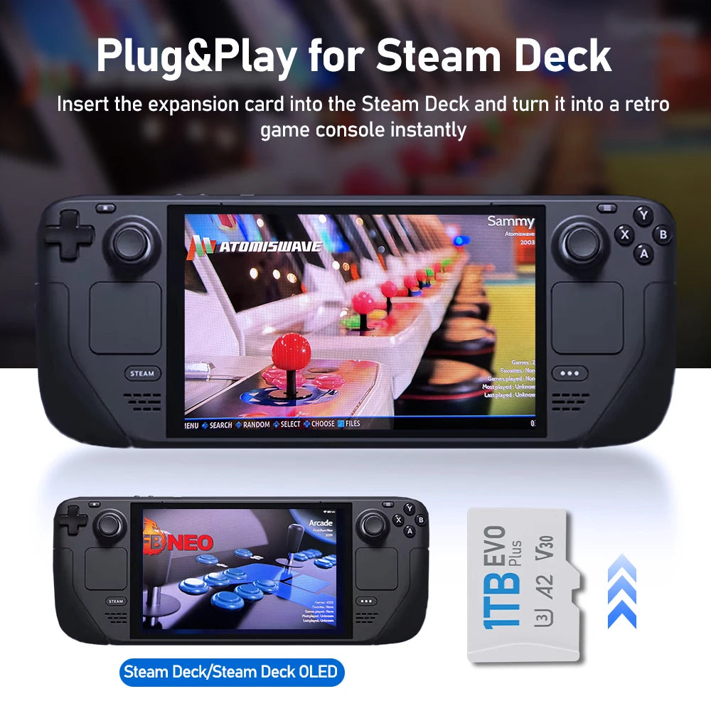 Game Card for Steam Deck with Batocera 40 Plug and Play up to 40000 Retro Games for PS3/PS2/PS1/PSP/WII/WIIU/XBOX/SS Emulators