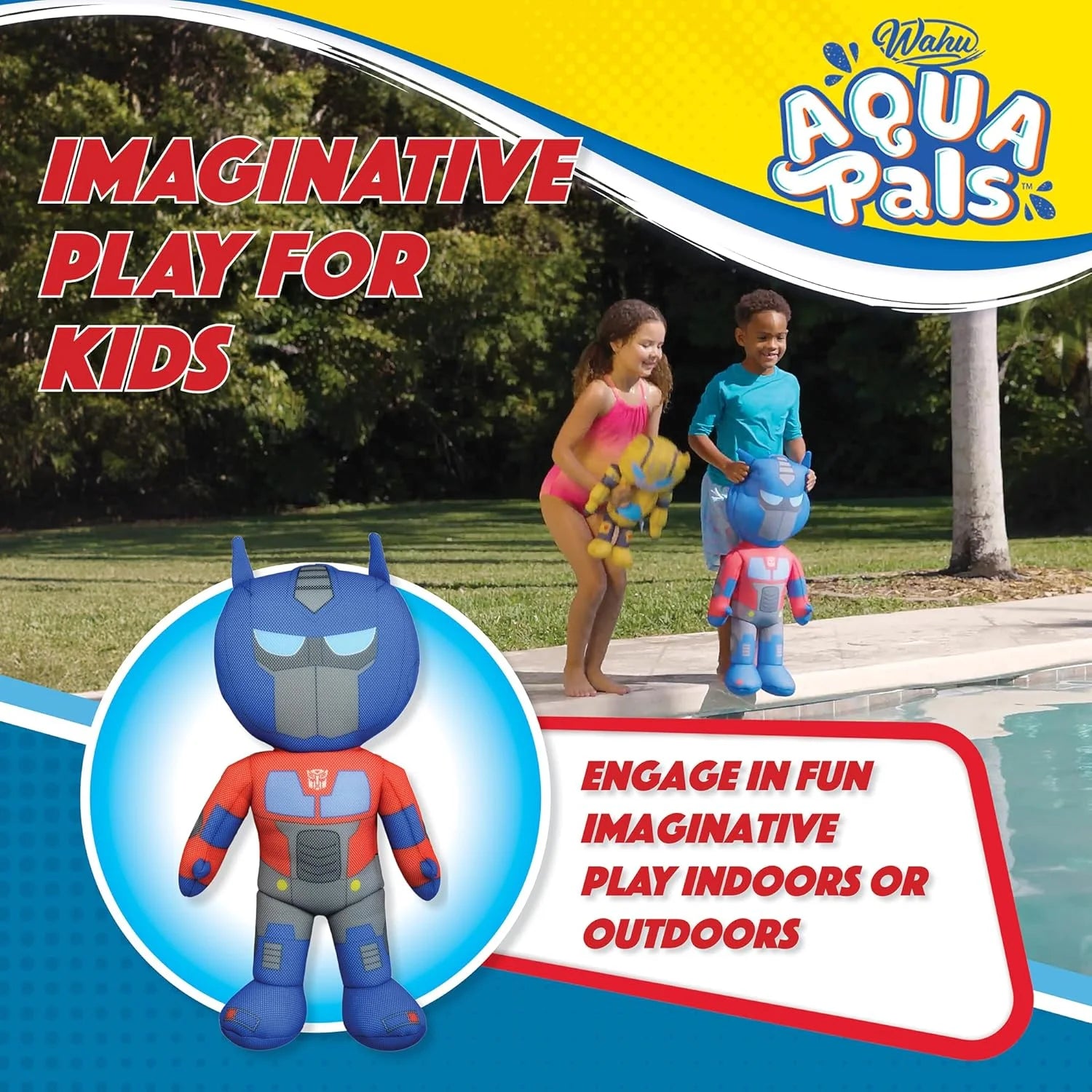 Aqua Pals Kid'S Transformers Optimus Prime Water Plush, Multicolor