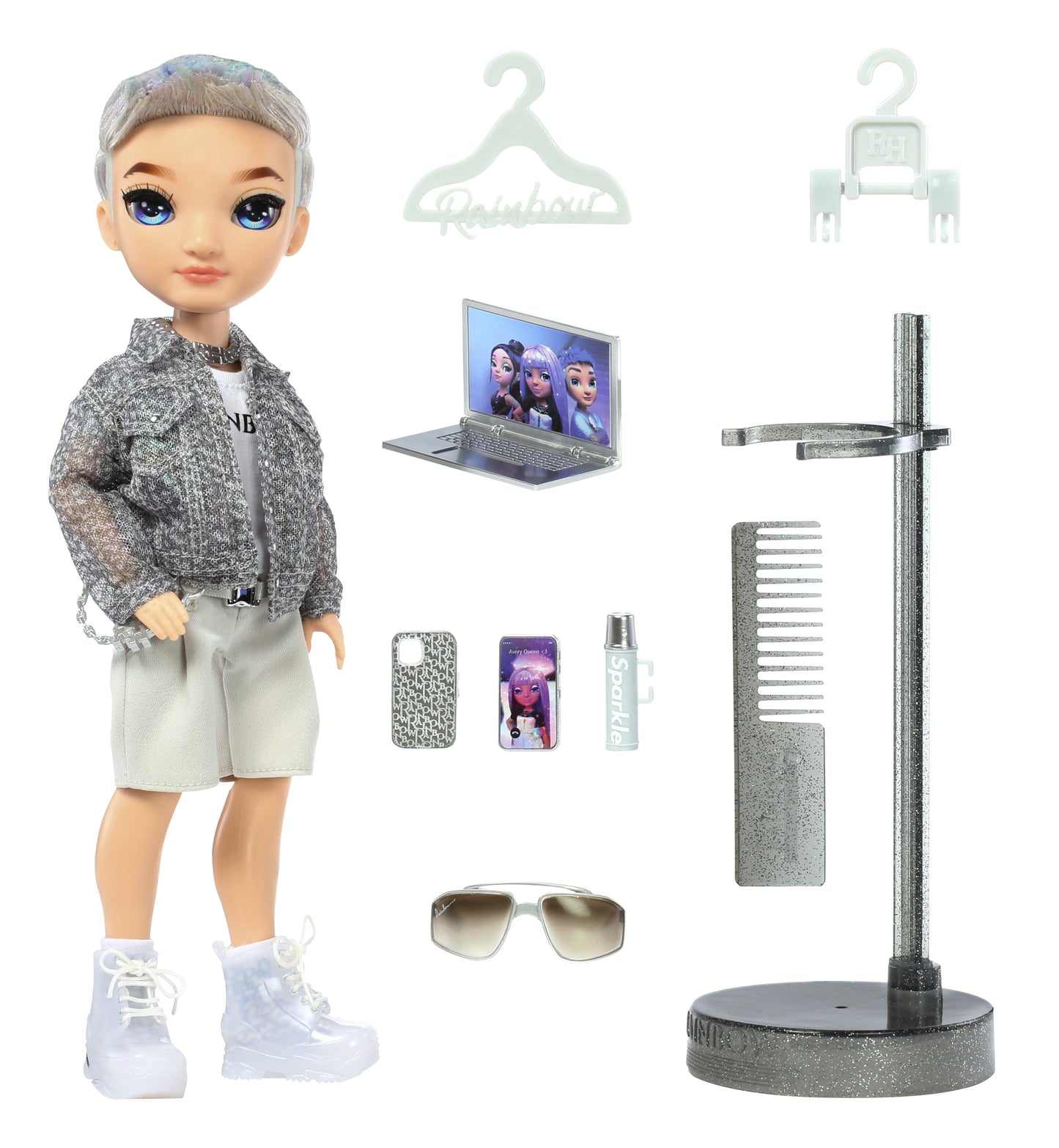 Aidan- Purple Boy Fashion Doll. Fashionable Outfit & 10+ Colorful Play Accessories. Great Gift for Kids 4-12 Years Old and Collectors.