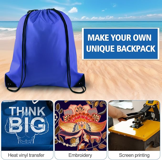 KUUQA 100Pcs Blue Drawstring Backpack Bag Sack Drawstring Bags Bulk String Bags Storage Bags for Sport Gym Traveling