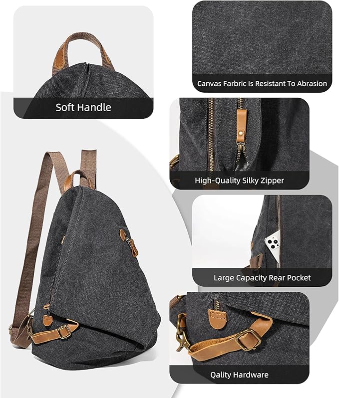 KL928 Canvas Vintage Backpack – Large Casual Daypack Outdoor Travel Rucksack Hiking Backpacks for Men Women