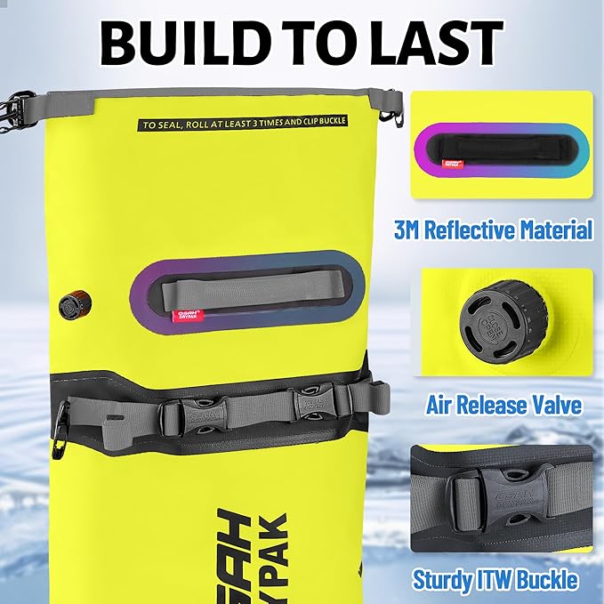 Waterproof Dry Bag - Motorcycle Luggage Tail Bag with Straps for Back Seat, Roll Top Lightweight Waterproof Backpack Sack for Travel, Swimming, Boating, Kayaking, Camping and Beach