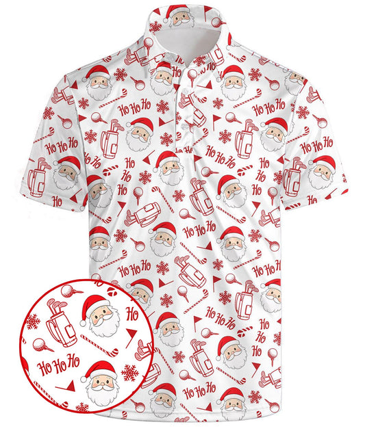Funny Christmas Golf Polo Shirts for Men Fashion Short Sleeve Shirts Crazy Golf Shirt Christmas Outfits Quick Dry Hawaiian Shirt Golfer Gift