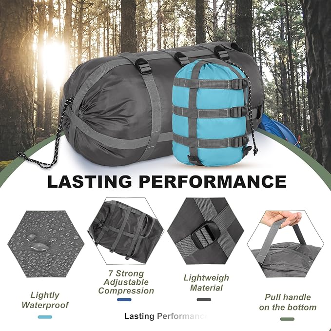 5 Pack Compression Stuff Sack 5 Assorted Size Sleeping Bag Stuff Sack Ultralight Sleeping Bag Cover Space Saving Gear for Travel Outdoor Camping Hiking Backpacking
