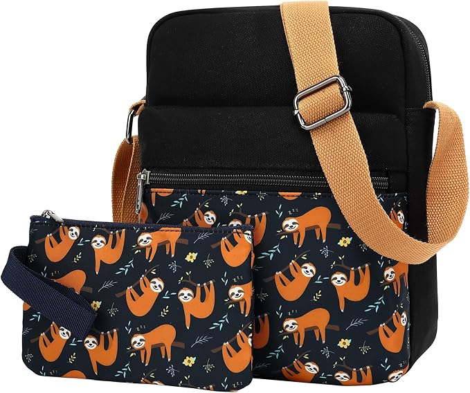 Leaper Girls Crossbody Purses for Kids 2 PCS Cross Body Bag Women Messenger Bag Girls Canvas Bag Cross Body Purse Set